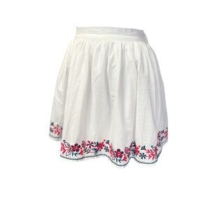 Gap Kids Mini Skirt Girls‎ XL 12 White Floral Embroidered Boho Cotton